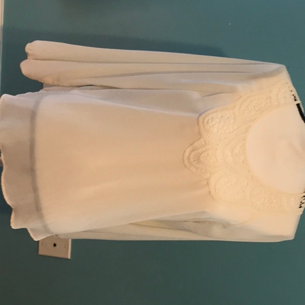 Women cream long sleeve dress shirt size xl